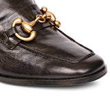 Saint Valentina Black Distressed Leather Handcrafted Shoes