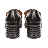 Saint Valentina Black Distressed Leather Handcrafted Shoes