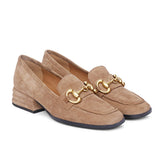 Saint Jenny Taupe Suede Leather Handcrafted Shoes