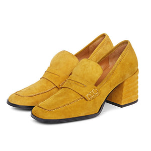 Amelia Mustard Suede Leather Handcrafted Shoes