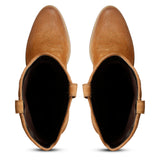 Saint Manuela Tan Leather cowboy Calf Length Boots