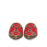 Saint Sofia Red Hand-Embroidered Leather Mules