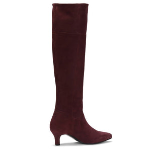 Saint Bellerose Maroon Suede Kitten Heel Knee High Boots