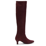 Saint Bellerose Maroon Suede Kitten Heel Knee High Boots