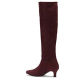 Saint Bellerose Maroon Suede Kitten Heel Knee High Boots