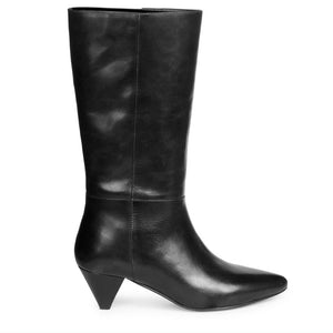 Saint Celestina Black Leather Cone Heel Calf Boots