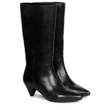 Saint Celestina Black Leather Cone Heel Calf Boots