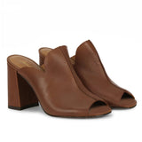 Saint Amor Tan Leather Block Heel