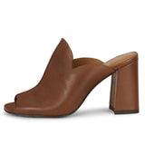 Saint Amor Tan Leather Block Heel