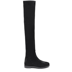 Saint Eirini Black Stretch Fabric Above The Knee Boots
