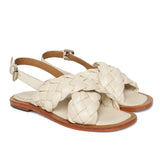 Saint Ricciarda White Woven Leather Sandals