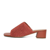 Saint Eloisa Brick Red Woven Block Heel Mules