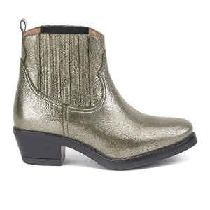 Saint Marion Pewter Crackle Leather Chelsea Boots