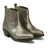 Saint Marion Silver Metallic Crackle Leather Ankle Boot