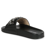 Saint Jaime Black Leather Slide - SaintG