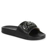 Saint Jaime Black Leather Slide - SaintG