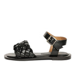 Saint Ricciarda Black Woven Leather Sandals