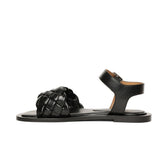Saint Ricciarda Black Woven Leather Sandals