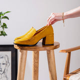 Amelia Mustard Suede Leather Handcrafted Shoes