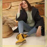 Saint Elaine Yellow Suede Leather Chelsea Boots