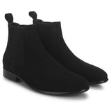 Saint Conrad black suede leather chelsea boot