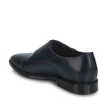 Saint Perctarit Blue Leather Double Buckle Monk Brogue Shoes