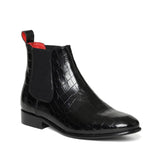 Saint Eadred Black Croco Patent Shiny Leather Chelsea boot