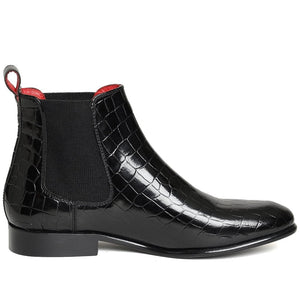 Saint Eadred Black Croco Patent Shiny Leather Chelsea boot