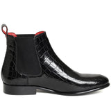 Saint Eadred Black Croco Patent Shiny Leather Chelsea boot