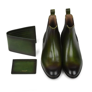 Saint Agostino Two Color Toned Olive Leather Boot With Set