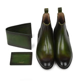 Saint Agostino Two Color Toned Olive Leather Boot With Set