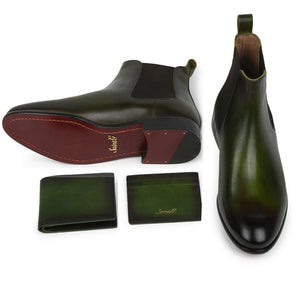 Saint Agostino Two Color Toned Olive Leather Boot With Set