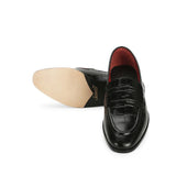 Saint Callisto  Black Croco Leather Embossed Moccasin Shoes