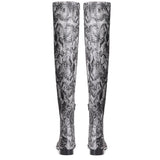Saint Lelia Grey Stretch Fabric Above The Knee Boots