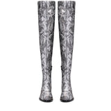 Saint Lelia Grey Stretch Fabric Above The Knee Boots