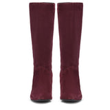 Saint Elie Maroon Suede Kitten Heel Calf Boots