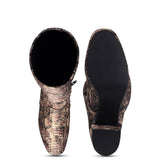 Saint Inez Python Print Brown Stretch Fab Above The Knee Heeled Boots