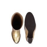 Saint Beatriu Gold Shiny Leather Knee High Slouch Boots