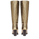 Saint Beatriu Gold Shiny Leather Knee High Slouch Boots