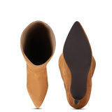 Saint Rosemary Tan Suede Kitten Heel Knee High Boots