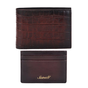 Brown Croco Leather Men's Wallet Set - SaintG
