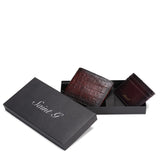 Brown Croco Leather Men's Wallet Set