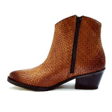 Saint Leone Tan Woven Leather Ankle Boots