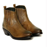 Saint Senorina Tan Burnished Leather Ankle Boot