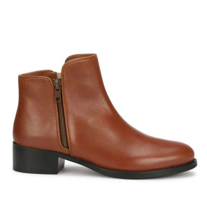 Saint Imelda Tan Leather Handcrafted Side Zippers Ankle Boots