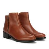 Saint Imelda Tan Leather Handcrafted Side Zippers Ankle Boots