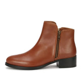 Saint Imelda Tan Leather Handcrafted Side Zippers Ankle Boots