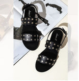 Saint Ventura Black Leather Metal Studded Sandals