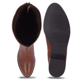 Saint Rachele Tan Leather Back Zip Long Boots