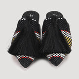 Multi color Fringe Leather Mules - SaintG